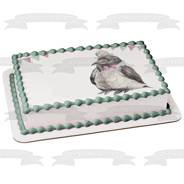 Dapper Party Crow Pastel Illustration Edible Cake Topper Image ABPID56274