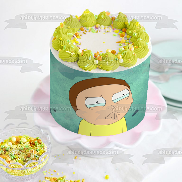 Rick and Morty Morty Smith Blue Background Edible Cake Topper Image ABPID27083