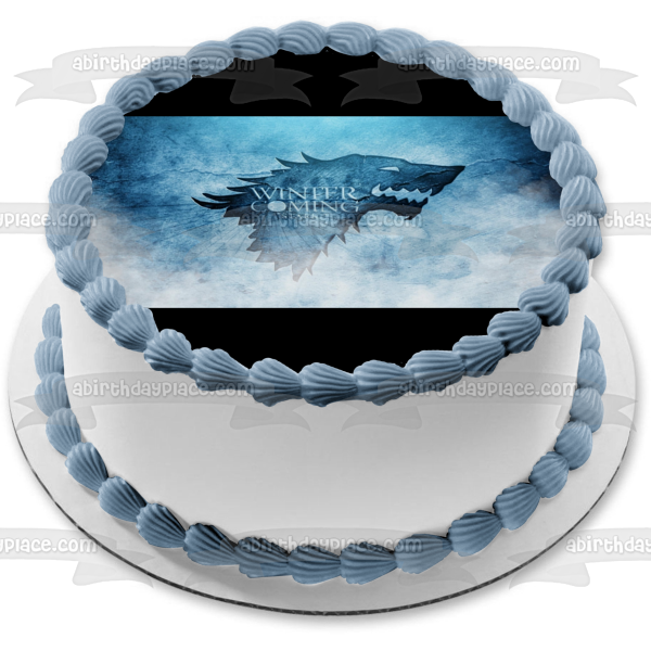Game of Thrones House Stark Emblem Winter Is Coming Edible Cake Topper Image ABPID26962