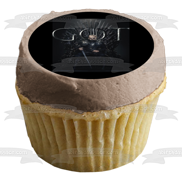 Game of Thrones Jorah Mormont Iron Throne Black Background Edible Cake Topper Image ABPID27355