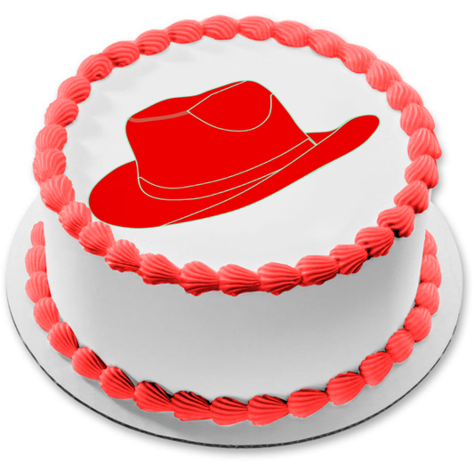 Imagen comestible para decoración de tarta con sombrero de vaquero rojo ABPID27361 