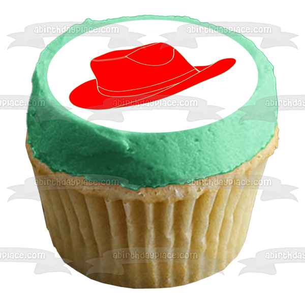 Red Cowboy Hat Edible Cake Topper Image ABPID27361