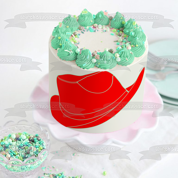 Red Cowboy Hat Edible Cake Topper Image ABPID27361