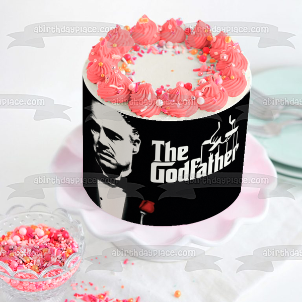 The Godfather Vito Corleone Black and White Red Rose Puppeteer Strings Edible Cake Topper Image ABPID27132