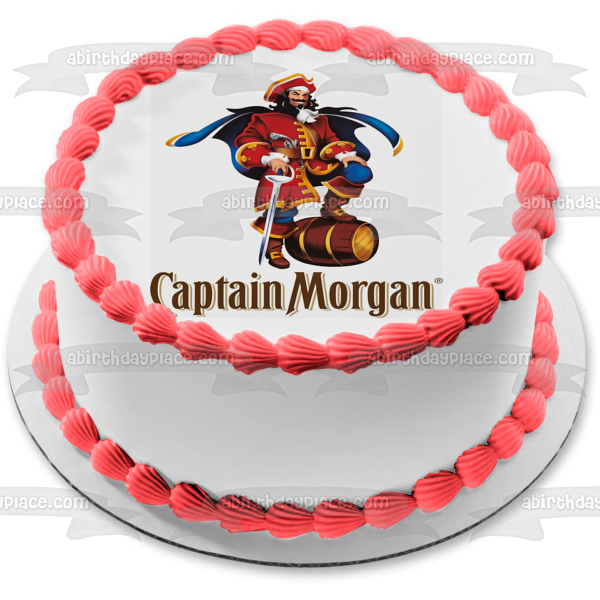 Captain Morgan Pirate Sword Beer Barrel Edible Cake Topper Image ABPID27369