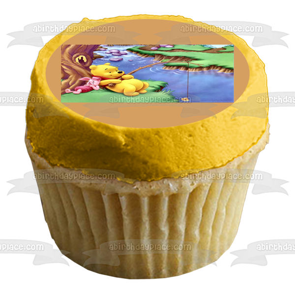 Adorno comestible para tarta de Disney Winnie the Pooh, lechón pescando, imagen ABPID27387 