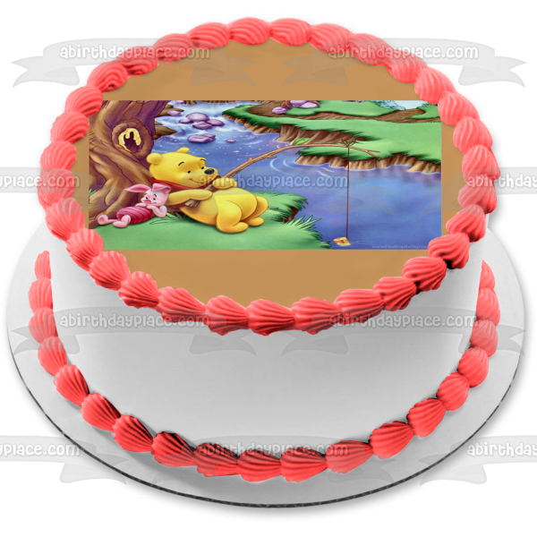 Adorno comestible para tarta de Disney Winnie the Pooh, lechón pescando, imagen ABPID27387 