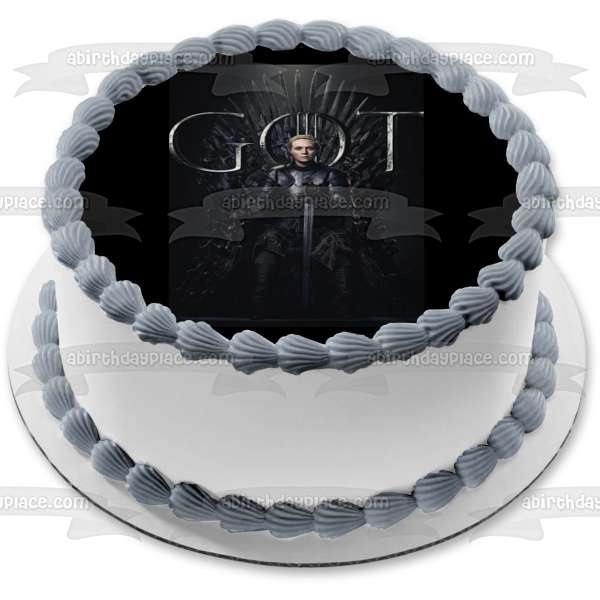 Game of Thrones Brienne of Tarth Iron Throne Black Background Edible Cake Topper Image ABPID27410
