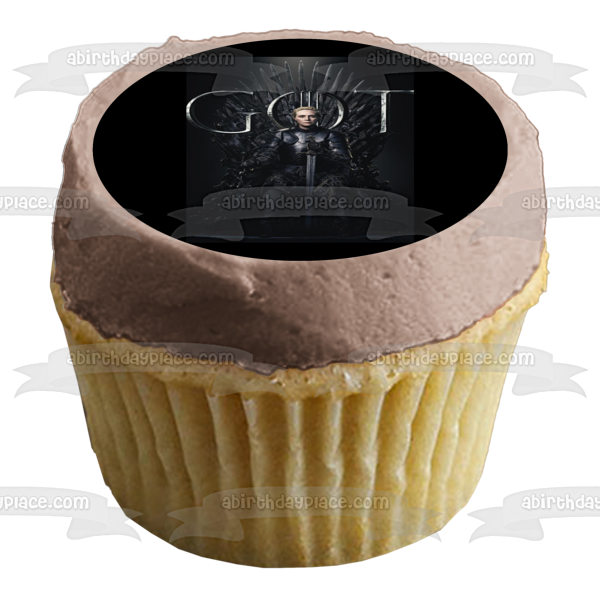 Game of Thrones Brienne of Tarth Iron Throne Black Background Edible Cake Topper Image ABPID27410