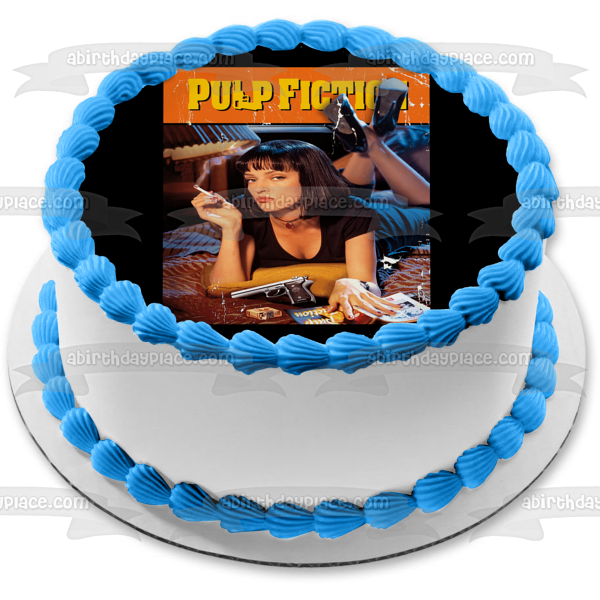 Pulp Fiction Mia Wallace - Decoración comestible para tarta con diseño de pistola 