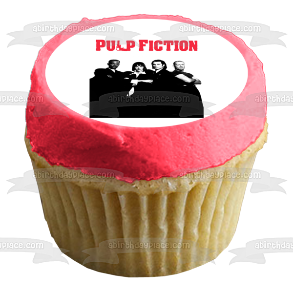 Pulp Fiction Jules Mia Wallace Vincent Butch Black and White Edible Cake Topper Image ABPID27148