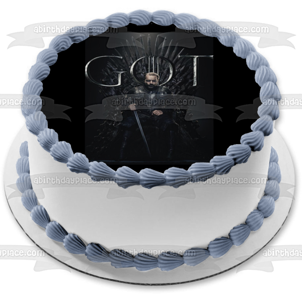 Game of Thrones Jorah Mormont Iron Throne Black Background Edible Cake Topper Image ABPID27442