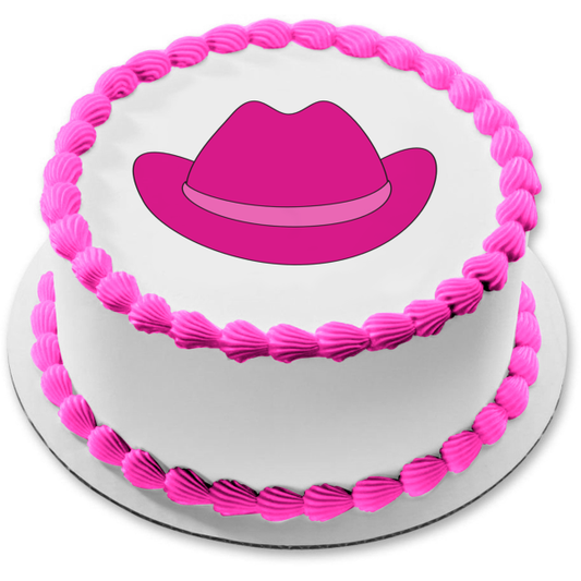 Adorno comestible para tarta con sombrero de vaquera rosa, imagen ABPID27512 