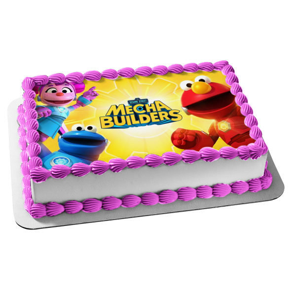Sesame Street Mecha Builders Elmo Cookie Monster Abby Edible Cake Topper Image ABPID56294