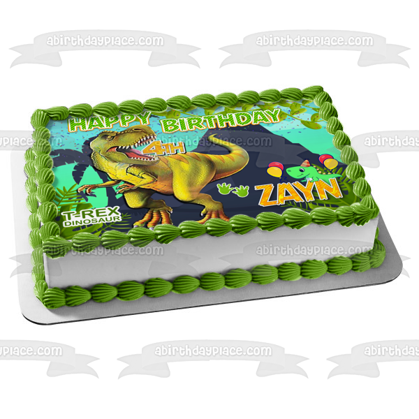 T-Rex Chomp Dinosaur Edible Cake Topper Image ABPID56302