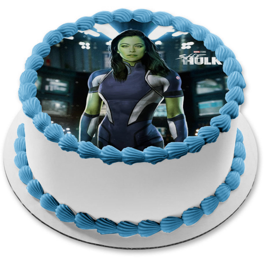 She-Hulk Attorney at Law Jennifer Walters Hero Suit Edible Cake Topper Image ABPID56301