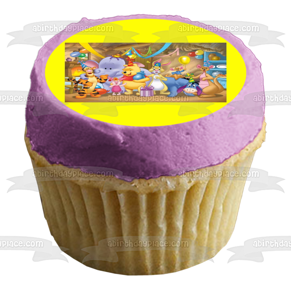 Disney Winnie the Pooh Eeyore Piglet Tigger Kanga Roo Rabbit Heffalump Birthday Party Edible Cake Topper Image ABPID27533