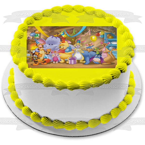 Disney Winnie the Pooh Eeyore Piglet Tigger Kanga Roo Rabbit Heffalump Birthday Party Edible Cake Topper Image ABPID27533