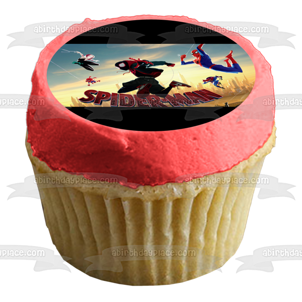 Spider-Man Into the Spider-Verse Marvel Miles Morales Spider-Woman Edible Cake Topper Image ABPID27538
