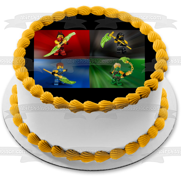 LEGO Ninjago Tournament Lloyd Kai Jay Cole Edible Cake Topper Image ABPID27542