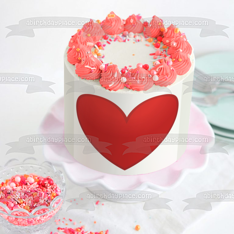 Adorno comestible para tarta con diseño de corazón rojo, feliz día de San Valentín, imagen ABPID27573 