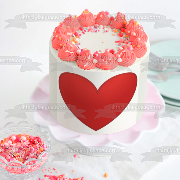 Red Heart Happy Valentine's Day Edible Cake Topper Image ABPID27573