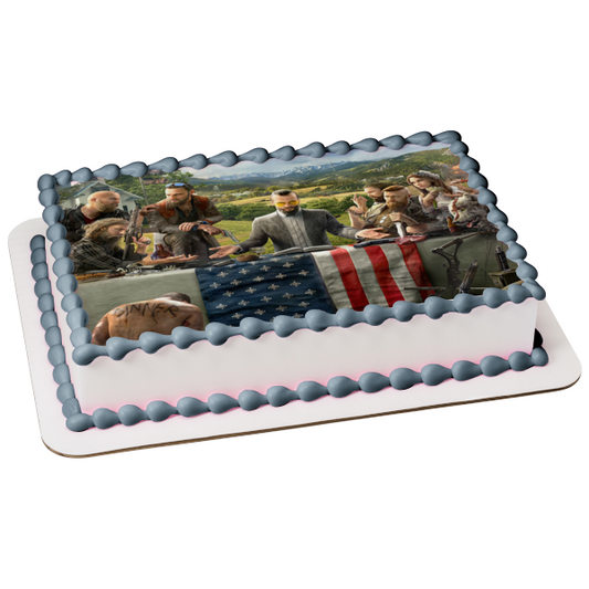 Far Cry 5 Joseph Seed Faith Seed John Seed Jacob Seed Nick Rye American Flag Wolf Edible Cake Topper Image ABPID27212