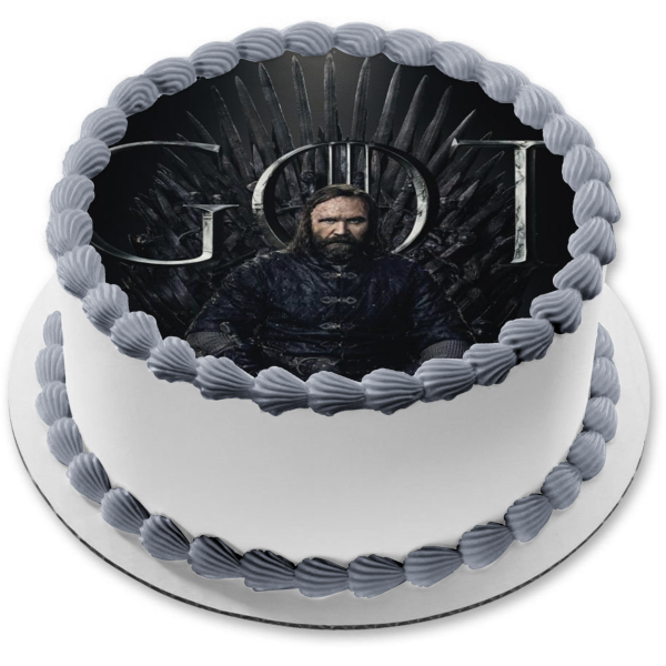 Game of Thrones Sandor Clegane Iron Throne Black Background Edible Cake Topper Image ABPID27218