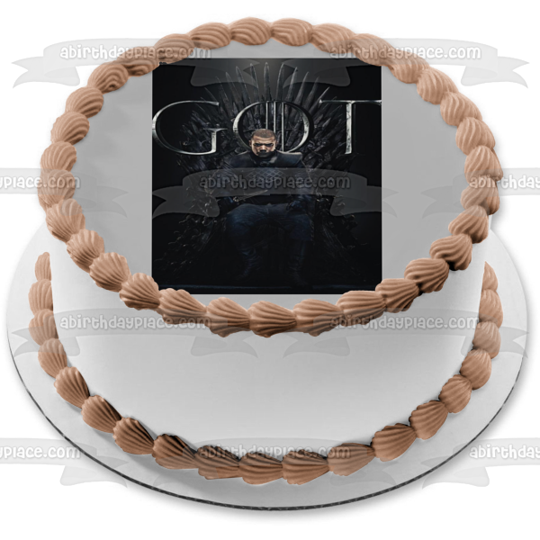 Adorno comestible para tarta con fondo negro y gusano gris de Juego de Tronos, imagen ABPID27219 