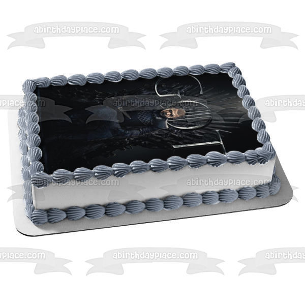 Adorno comestible para tarta con fondo negro y gusano gris de Juego de Tronos, imagen ABPID27219 