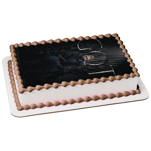 Adorno comestible para tarta con fondo negro y gusano gris de Juego de Tronos, imagen ABPID27219 
