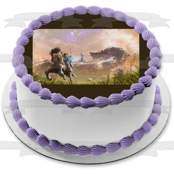 The Legend of Zelda Breath of the Wild Link Horse Bow and Arrow Edible Cake Topper Image ABPID27225