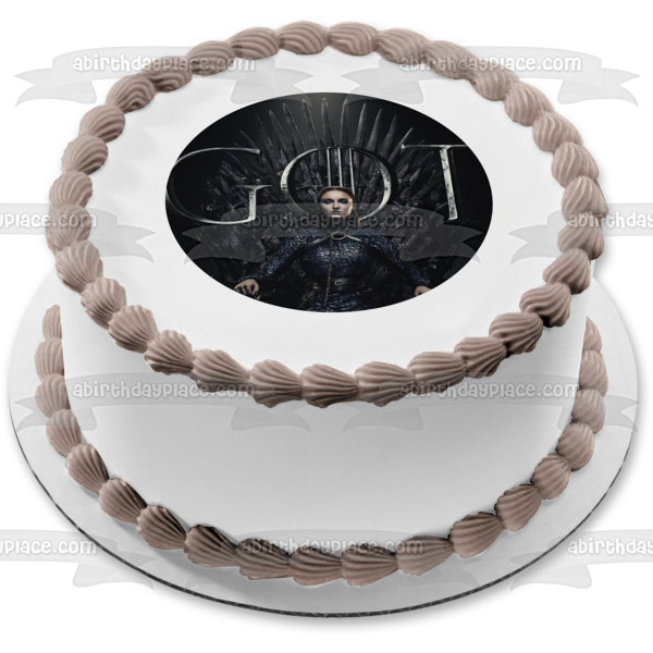 Game of Thrones Sansa Stark Iron Throne Black Background Edible Cake Topper Image ABPID27232