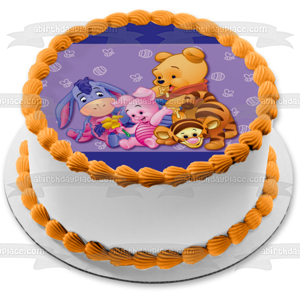 Unofficial Winnie The Pooh + 6 Bees + Number + +plaque +Pot Edible Cake  Topper