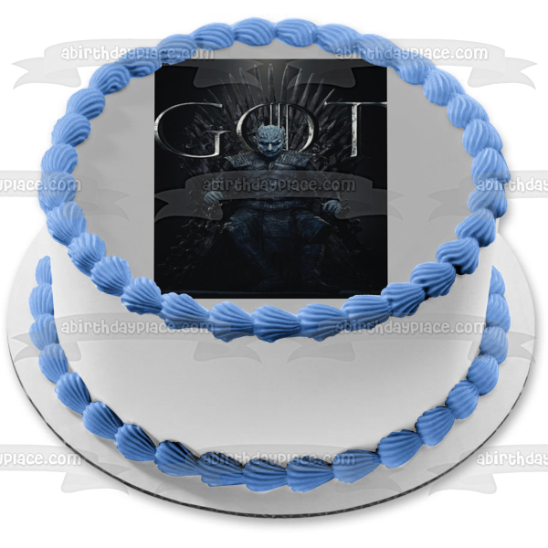 Game of Thrones Iron Throne Night King Black Background Edible Cake Topper Image ABPID27254