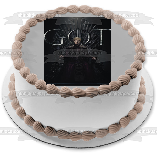 Game of Thrones Cersei Lannister Iron Throne Black Background Edible Cake Topper Image ABPID27256