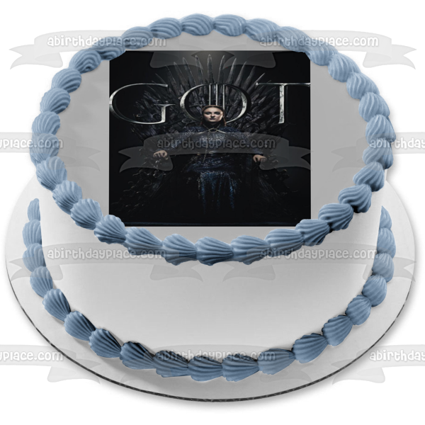 Game of Thrones Sansa Stark Iron Throne Black Background Edible Cake Topper Image ABPID27258