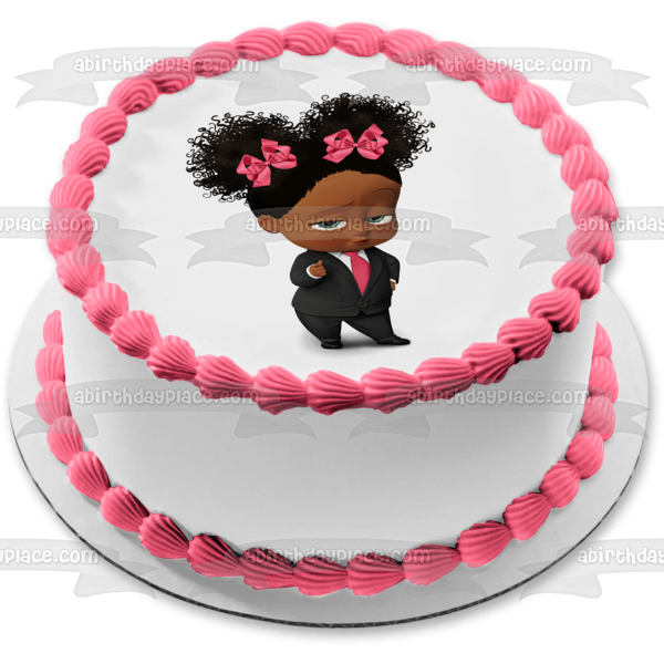 African American Girl Boss Baby Edible Cake Topper Image ABPID27726