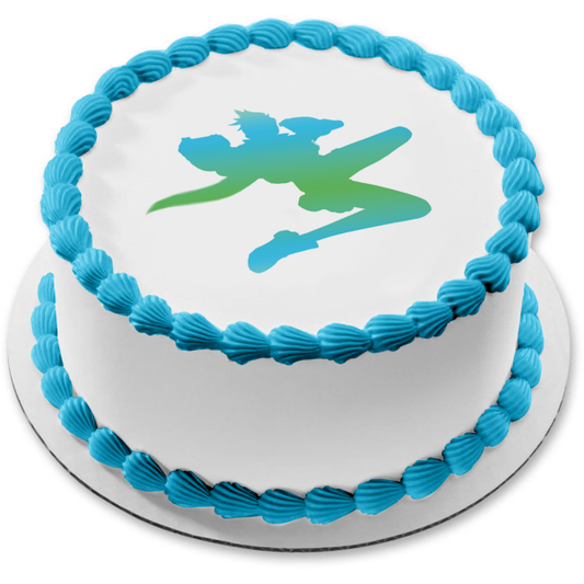 Imagen comestible para decoración de tarta con silueta azul de Overwatch Tracer ABPID27269 