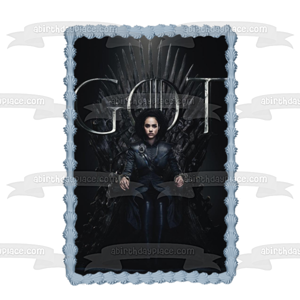 Game of Thrones Missandei Iron Throne Black Background Edible Cake Topper Image ABPID27280