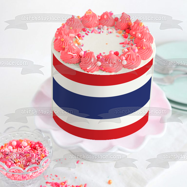 Flag of Thailand Red White Blue Stripes Edible Cake Topper Image ABPID27750