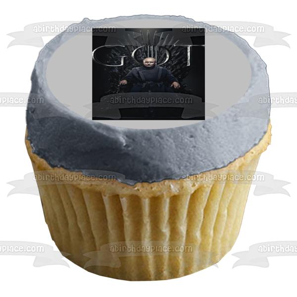 Game of Thrones Lord Varys Iron Throne Black Background Edible Cake Topper Image ABPID27287