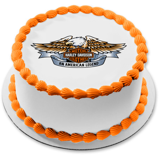 Imagen comestible para tarta con el logotipo de Harley Davidson Eagle y una leyenda americana ABPID27289 