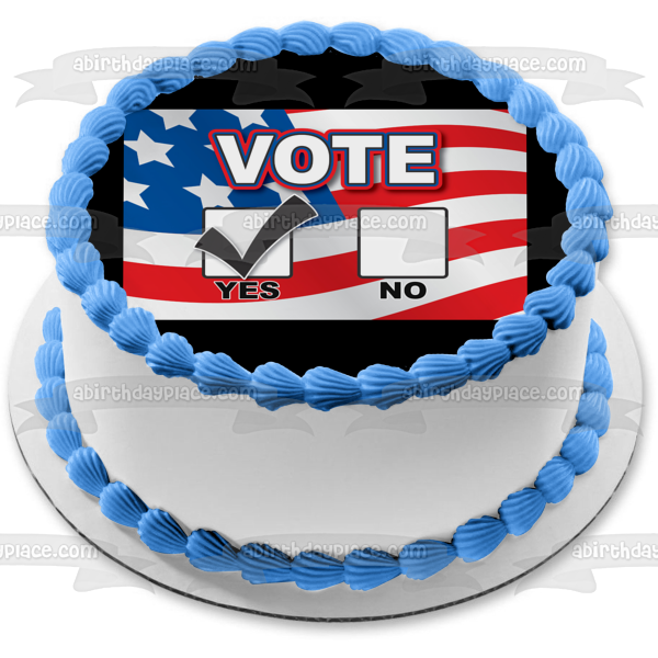 Vote Day Yes No Boxes American Flag Edible Cake Topper Image ABPID27298