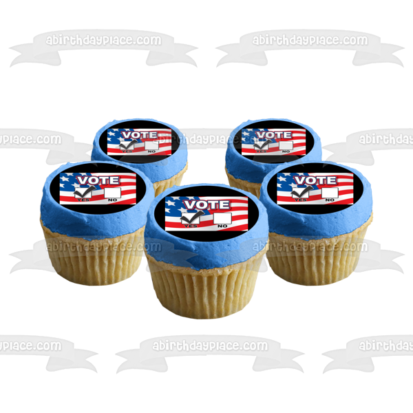 Vote Day Yes No Boxes American Flag Edible Cake Topper Image ABPID27298