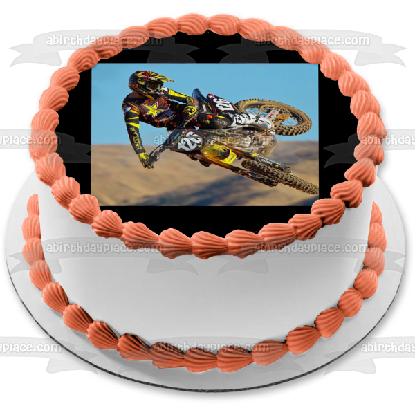 Dirt Bike Yahama Motocross Rider Edible Cake Topper Image ABPID49565