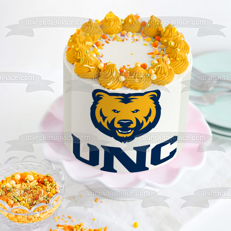 Imagen comestible para tarta con logotipo de los Bears de la Universidad del Norte de Colorado ABPID49863 