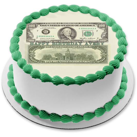 Us Money $100 Bills Front and Back Edible Cake Topper Image ABPID49773