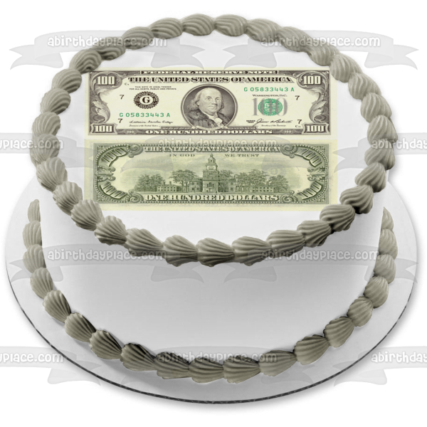 New $100 Edible bills Money Birthday cake topper picture sugar paper  DOLLARS