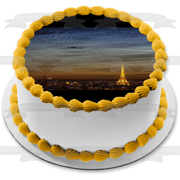 Solstice Night Paris Eiffel Tower Edible Cake Topper Image ABPID50306
